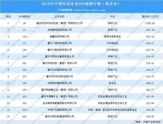 重庆公司排名2015（重庆十大公司）